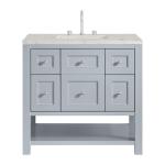 Breckenridge 36IN Single Vanity Serenity Blue w/ 3 CM Victorian Silver Quartz Top