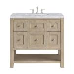 Breckenridge 36IN Single Vanity Whitewashed Oak w/ 3 CM Carrara White Marble Top