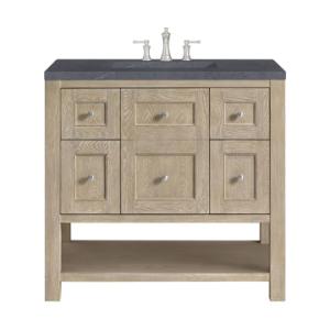 Breckenridge 36IN Single Vanity Whitewashed Oak w/ 3 CM Charcoal Soapstone Silestone Top