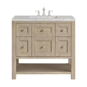 Breckenridge 36IN Single Vanity Whitewashed Oak w/ 3 CM Eternal Jasmine Pearl Silestone Top
