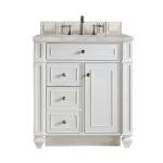 Bristol 30IN Single Vanity Bright White w/ 3 CM Victorian Silver Silestone Top