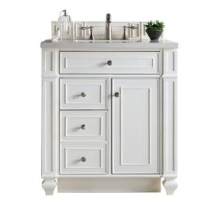 Bristol 30IN Single Vanity Bright White w/ 3 CM White Zeus Silestone Top