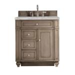 Bristol 30IN Single Vanity Whitewashed Walnut w/ 3 CM Victorian Silver Silestone Top