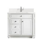 Bristol 36IN Single Vanity Bright White w/ Single Hole 3 CM White Zeus Silestone Top & Backsplash