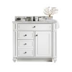 Bristol 36IN Single Vanity Bright White w/ 3 CM Victorian Silver Silestone Top