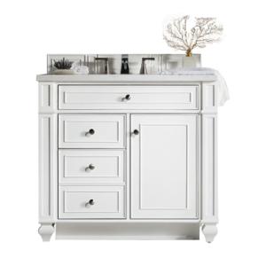 Bristol 36IN Single Vanity Bright White w/ 3 CM White Zeus Silestone Top