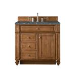Bristol 36IN Single Vanity Saddle Brown w/ 3 CM Parisien Bleu Silestone Top