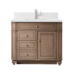 Bristol 36IN Single Vanity Whitewashed Walnut w/ Single Hole 3 CM White Zeus Silestone Top & Backsplash