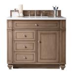 Bristol 36IN Single Vanity Whitewashed Walnut w/ 3 CM White Zeus Silestone Top