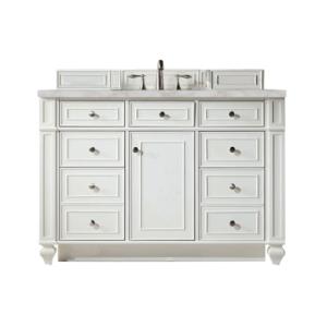 Bristol 48IN Single Vanity Bright White w/ 3 CM Victorian Silver Silestone Top