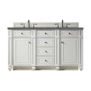 Bristol 60IN Double Vanity Bright White w/ 3 CM Parisien Bleu Silestone Top