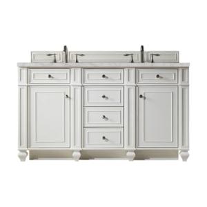 Bristol 60IN Double Vanity Bright White w/ 3 CM Victorian Silver Silestone Top