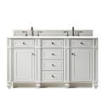 Bristol 60IN Double Vanity Bright White w/ 3 CM White Zeus Silestone Top