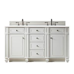 Bristol 60IN Double Vanity Bright White w/ 3 CM White Zeus Silestone Top