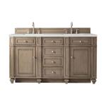Bristol 60IN Double Vanity Whitewashed Walnut w/ 3 CM Lime Delight Silestone Top