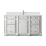 Bristol 60IN Single Vanity Bright White w/ Single Hole 3 CM White Zeus Silestone Top & Backsplash