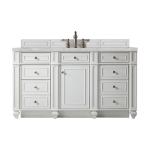 Bristol 60IN Single Vanity Bright White w/ 3 CM Victorian Silver Silestone Top