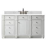 Bristol 60IN Single Vanity Bright White w/ 3 CM White Zeus Silestone Top