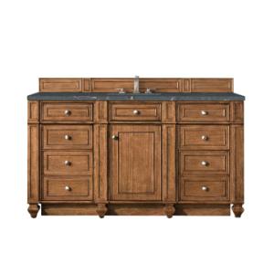 Bristol 60IN Single Vanity Saddle Brown w/ 3 CM Parisien Bleu Silestone Top