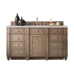 Bristol 60IN Single Vanity Whitewashed Walnut w/ 3 CM Victorian Silver Silestone Top