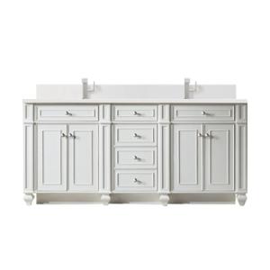 Bristol 72IN Double Vanity Bright White w/ Single Hole 3 CM White Zeus Silestone Top & Backsplash