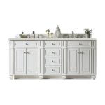 Bristol 72IN Double Vanity Bright White w/ 3 CM Parisien Bleu Silestone Top