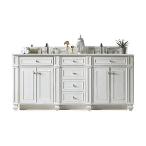 Bristol 72IN Double Vanity Bright White w/ 3 CM Parisien Bleu Silestone Top