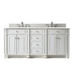 Bristol 72IN Double Vanity Bright White w/ 3 CM White Zeus Silestone Top