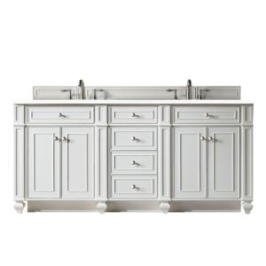 Bristol 72IN Double Vanity Bright White w/ 3 CM White Zeus Silestone Top