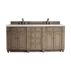 Bristol 72IN Double Vanity Whitewashed Walnut w/ 3 CM Lime Delight Silestone Top