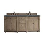 Bristol 72IN Double Vanity Whitewashed Walnut w/ 3 CM Parisien Bleu Silestone Top