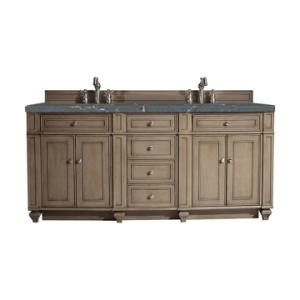 Bristol 72IN Double Vanity Whitewashed Walnut w/ 3 CM Parisien Bleu Silestone Top