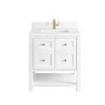Breckenridge 30IN Single Vanity Bright White w/ Single Hole 3 CM White Zeus Top & Backsplash