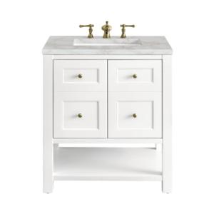Breckenridge 30IN Single Vanity Bright White w/ 3 CM Victorian Silver Top
