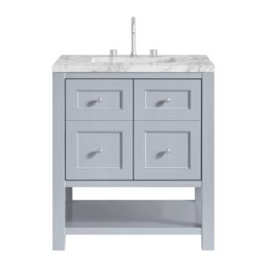 Breckenridge 30IN Single Vanity Serenity Blue w/ 3 CM Carrara Marble Top