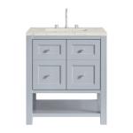 Breckenridge 30IN Single Vanity Serenity Blue w/ 3 CM Victorian Silver Quartz Top
