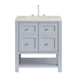 Breckenridge 30IN Single Vanity Serenity Blue w/ 3 CM Victorian Silver Quartz Top