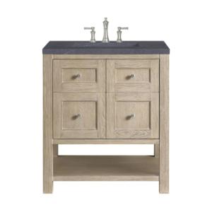 Breckenridge 30IN Single Vanity Whitewashed Oak w/ 3 CM Charcoal Soapstone Silestone Top