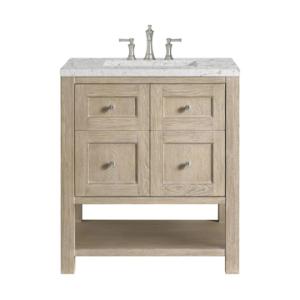 Breckenridge 30IN Single Vanity Whitewashed Oak w/ 3 CM Eternal Jasmine Pearl Silestone Top