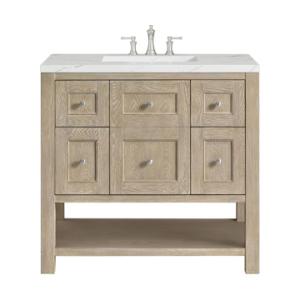 Breckenridge 36IN Single Vanity Whitewashed Oak w/ 3 CM Ethereal Noctis Silestone Top