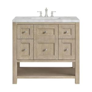 Breckenridge 36IN Single Vanity Whitewashed Oak w/ 3 CM Victorian Silver Silestone Top