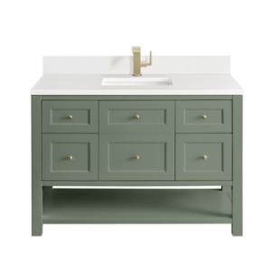 Breckenridge 48IN Single Vanity Smokey Celadon w/ Single Hole 3 CM White Zeus Top & Backsplash