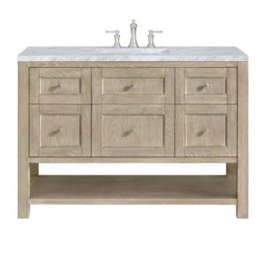 Breckenridge 48IN Single Vanity Whitewashed Oak w/ 3 CM Carrara White Marble Top
