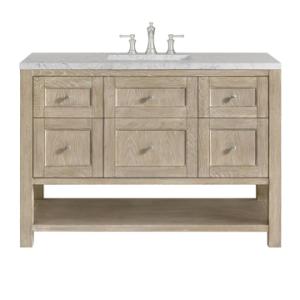 Breckenridge 48IN Single Vanity Whitewashed Oak w/ 3 CM Eternal Jasmine Pearl Silestone Top