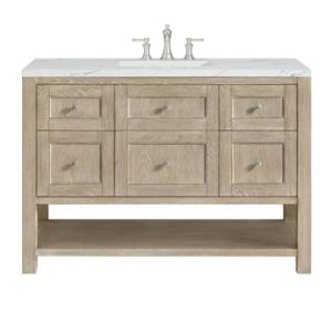 Breckenridge 48IN Single Vanity Whitewashed Oak w/ 3 CM Ethereal Noctis Silestone Top