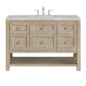 Breckenridge 48IN Single Vanity Whitewashed Oak w/ 3 CM Victorian Silver Silestone Top
