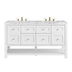 Breckenridge 60IN Double Vanity Bright White w/ 3 CM Carrara Marble Top