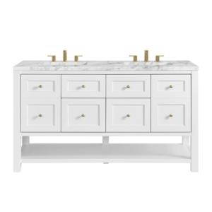 Breckenridge 60IN Double Vanity Bright White w/ 3 CM Carrara Marble Top