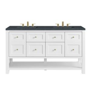 Breckenridge 60IN Double Vanity Bright White w/ 3 CM Charcoal Soapstone Quartz Top
