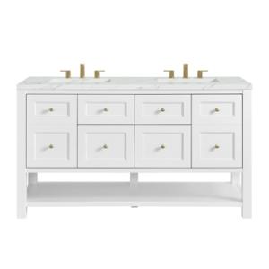 Breckenridge 60IN Double Vanity Bright White w/ 3 CM Ethereal Noctis Quartz Top